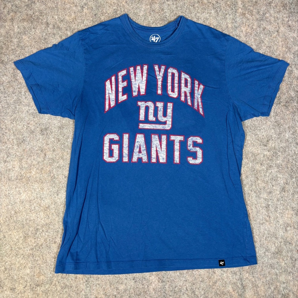 New York Giants T-Shirt Mens Large '47 Blue Graphic NFL Football Fan Gear Tee